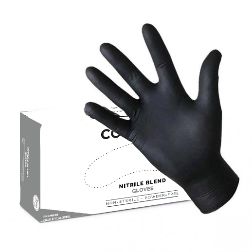 Disposable Gloves Nitrile Blend Black M 100pk - CosmedicNordic.com