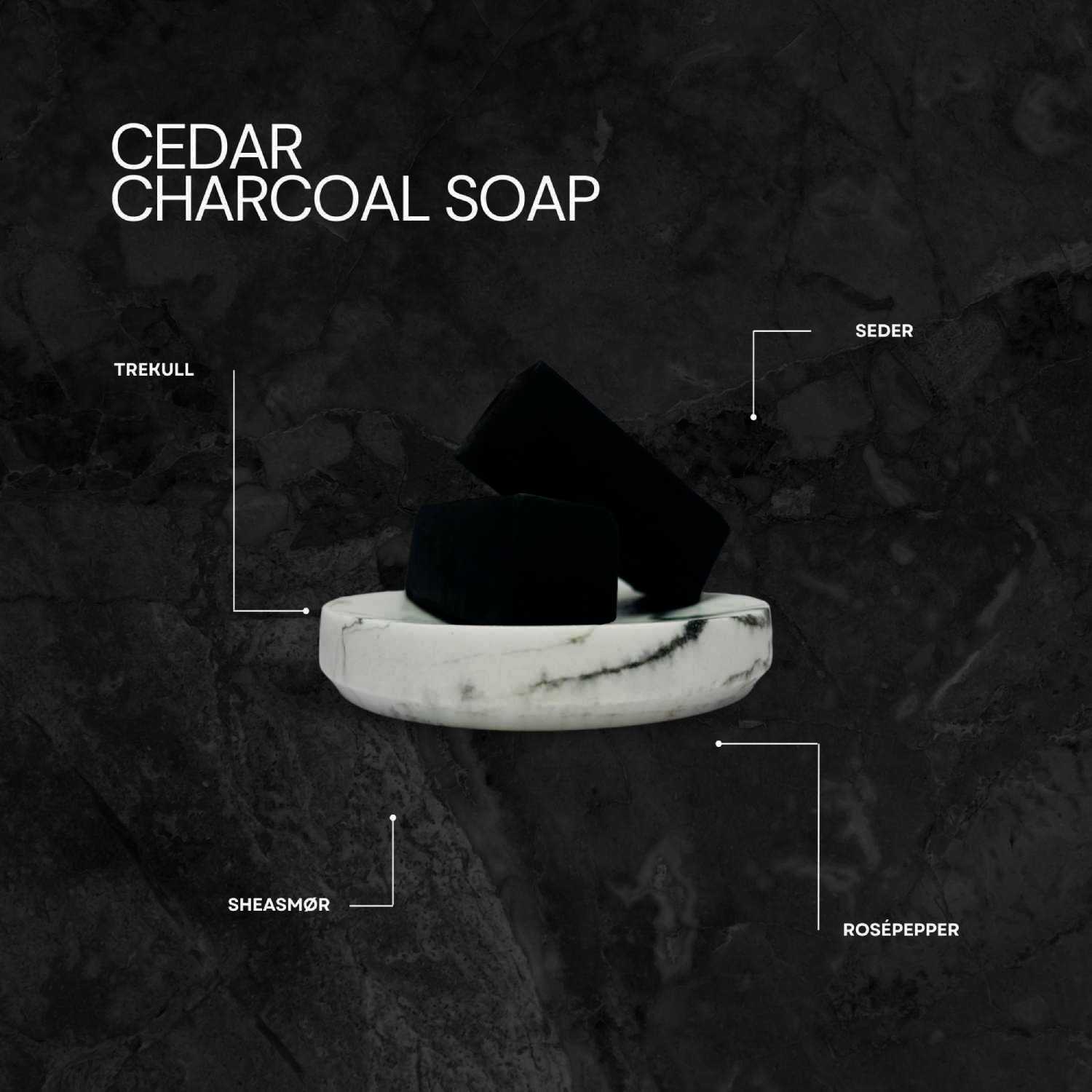 Sköll Cosmetics Cedar Charcoal Soap Bar naturlig såpestykke kullsåpe menn